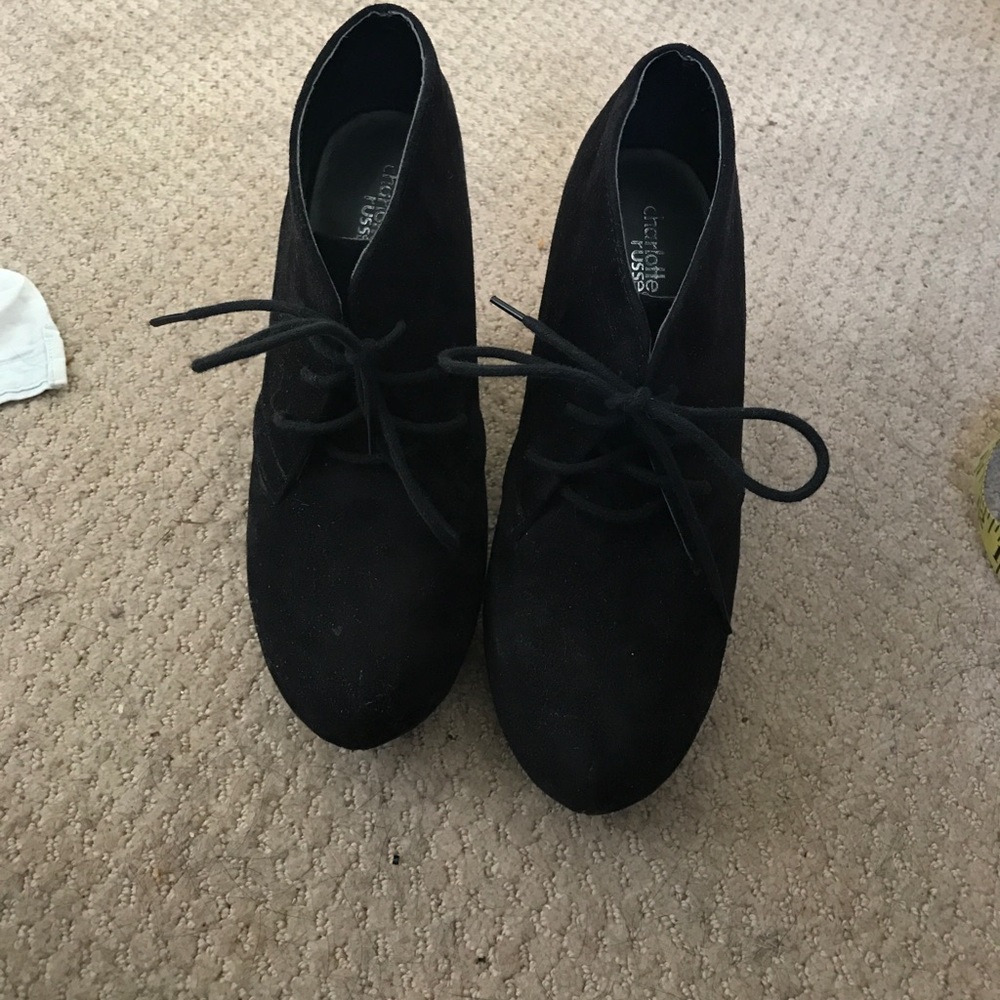 Black Charlotte Russe lace up wedges