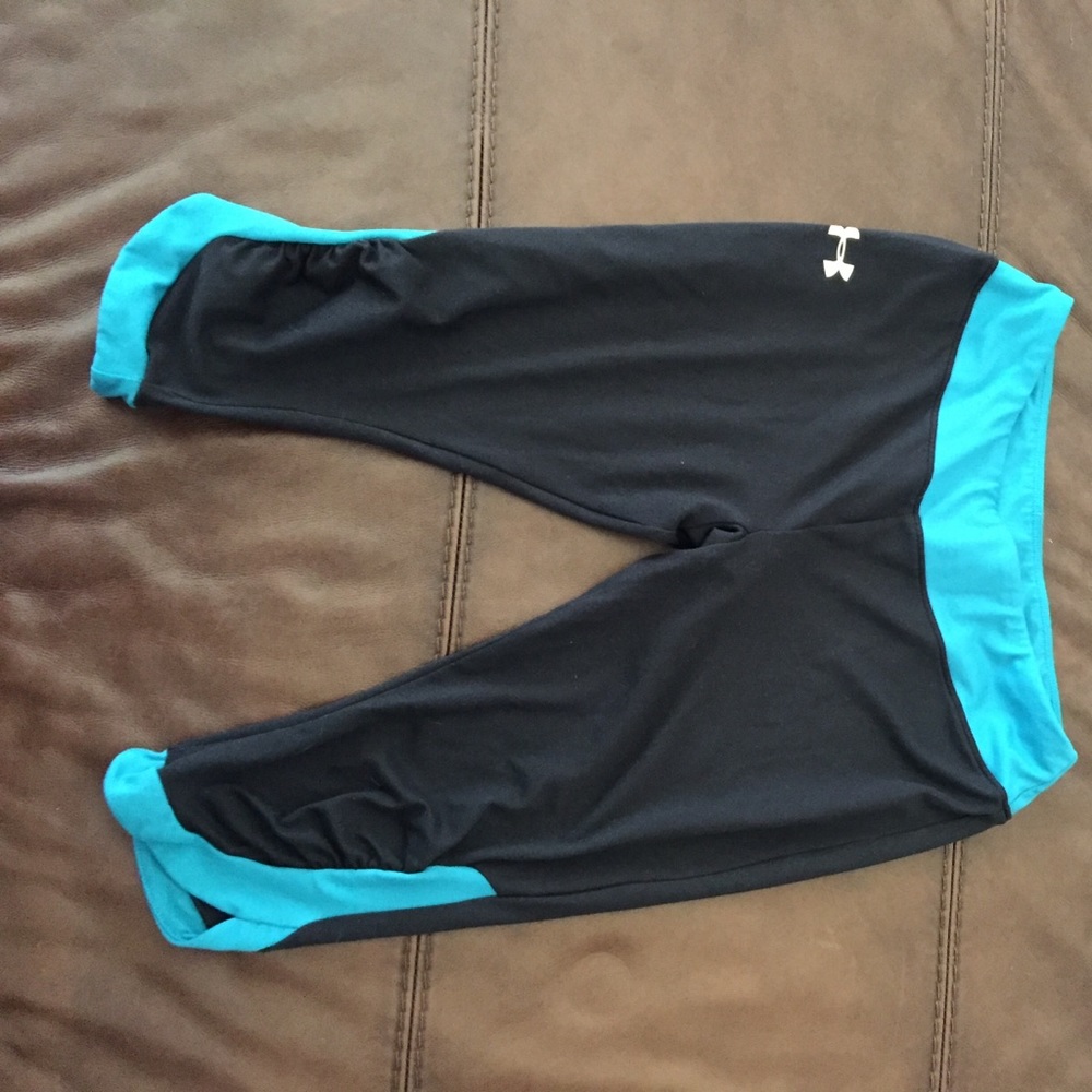 YXL Teal and Black Under Armour Bike Pants