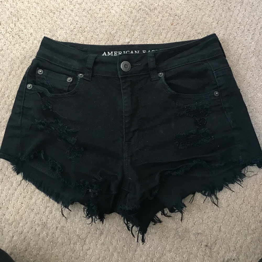 American eagle black high waisted shorts