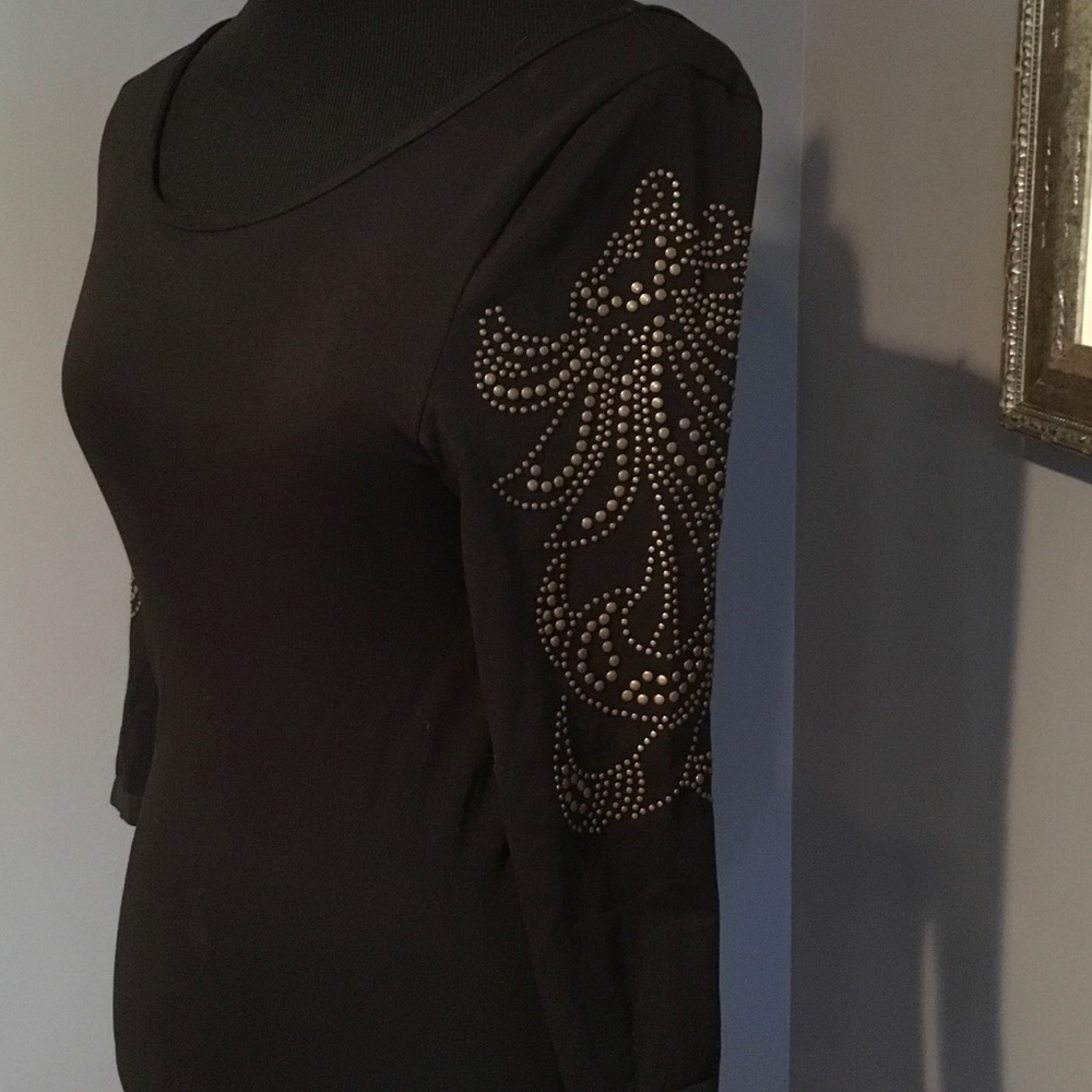 BEBE BODYCON LONG  EMBELLISHED SLEEVED, DRESS