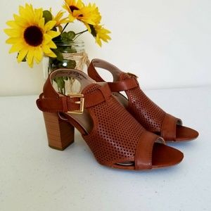 Brown Peekaboo Toe Ankle Booties