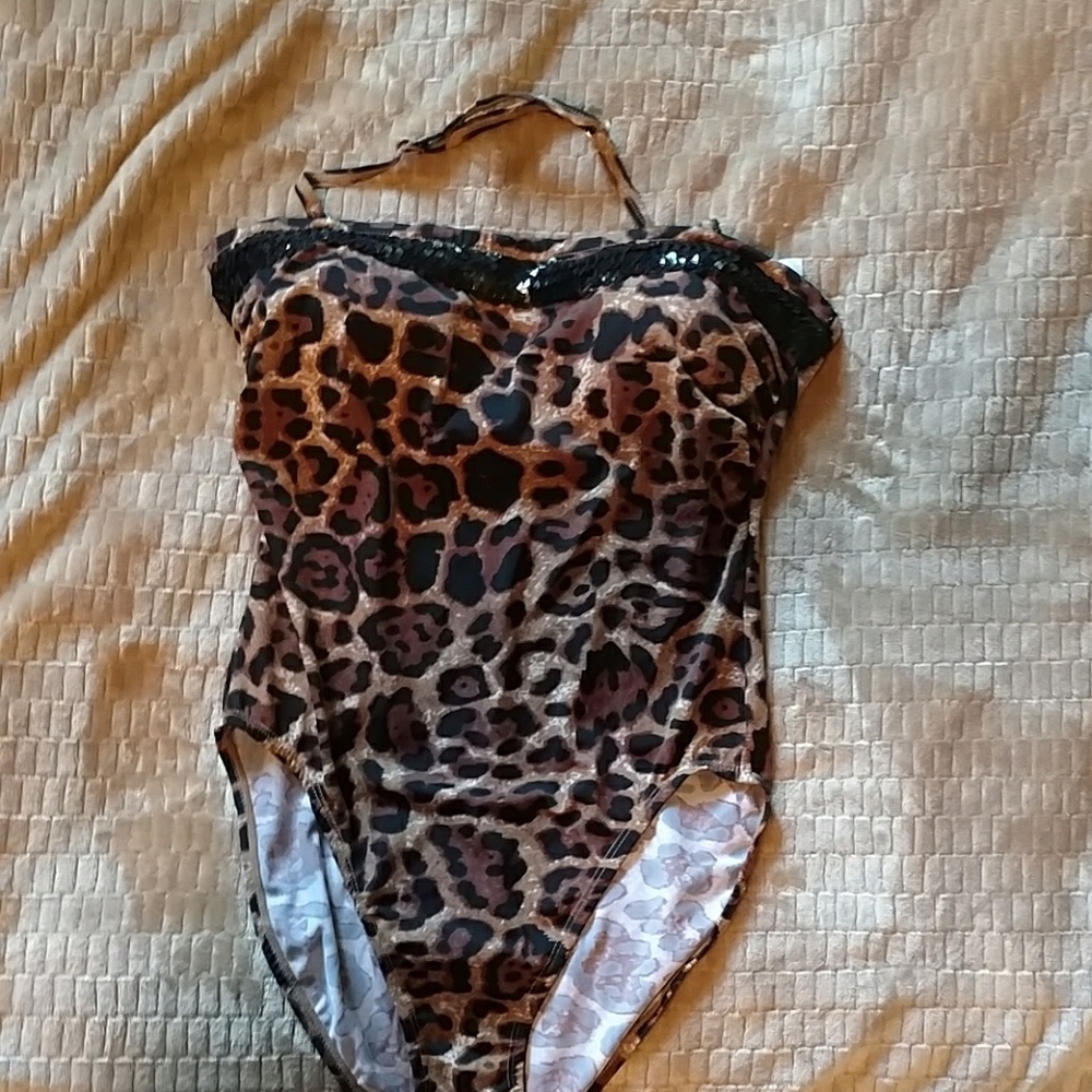 Leppard print one piece swim suit