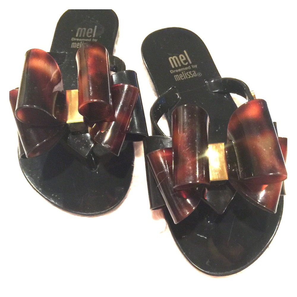 Mini Melissa Tortoise Bow flip flops sz 11 toddler