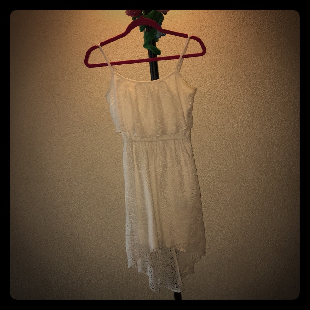 white High-Low Lace Dress