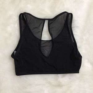 LA HEARTS UNIQUE BLACK MESH CROP SWIM BIKINI TOP
