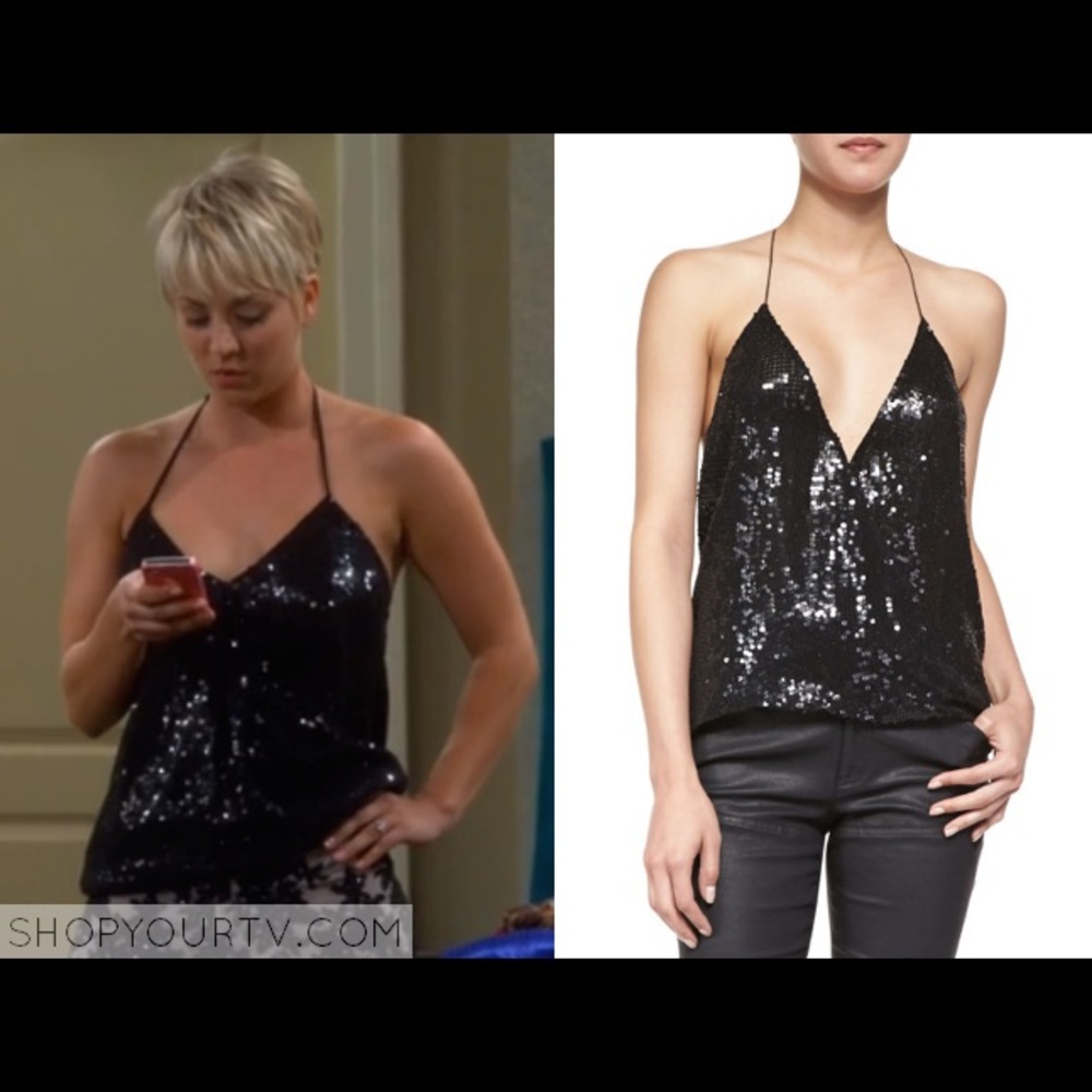 PARKER "Kae" sequined halter tank top.