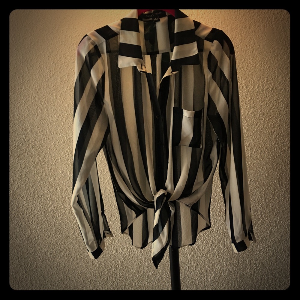 sheer stripped blouse