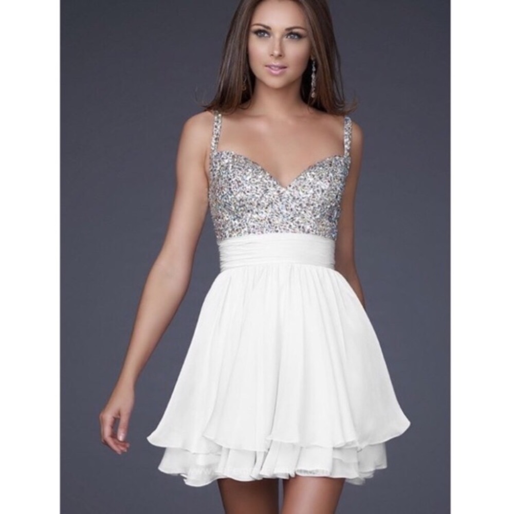 La Femme White/Silver Dress