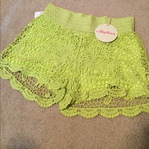Free People Shorts - Lime crochet shorts Free People Shorts - Lime crochet shorts
