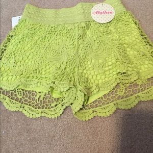 Free People Shorts - Lime crochet shorts Free People Shorts - Lime crochet shorts