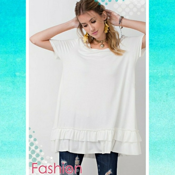 PLUS SIZE GANACHE DOUBLE RUFFLE TUNIC - Picture 2 of 2