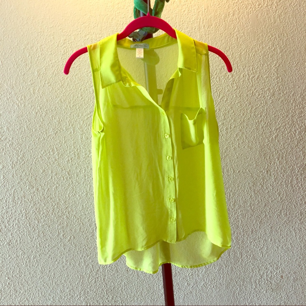 neon yellow sleeveless shirt top