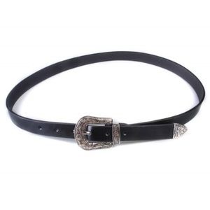 Black silver buckle belt