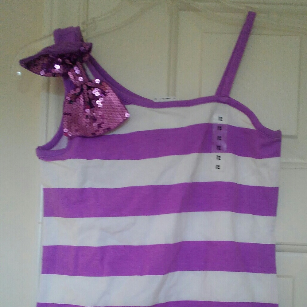 Justice purple striped tank size 12 new 👀