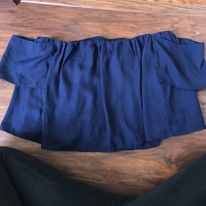 Tobi off the shoulder navy crop top