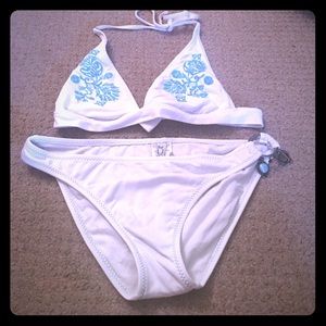 Beautiful BECCA turquoise and white bikini