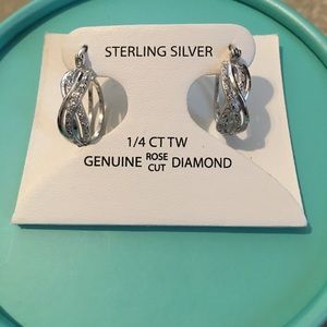 1/4 CT Rose cut sterling silver earrings