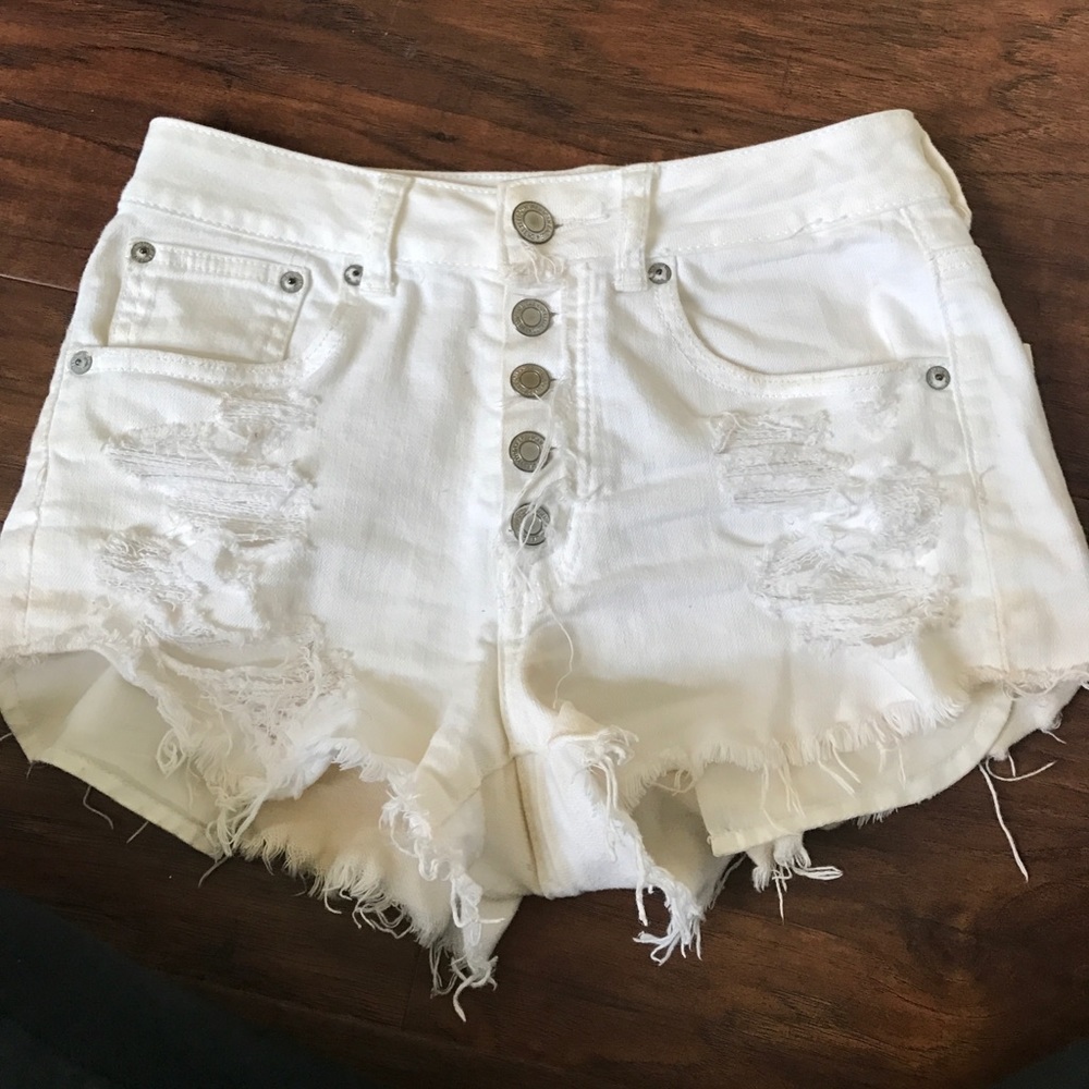 American eagle white high waisted shorts