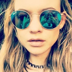 Blue Circled Raybans--Silverlined