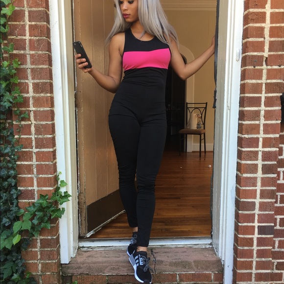 🦋🦋HOST PICK🦋🦋 Pink workout jumpsuit bodysuit - Picture 2 of 3