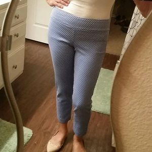 Preppy Blue Pants with White Diamond Pattern