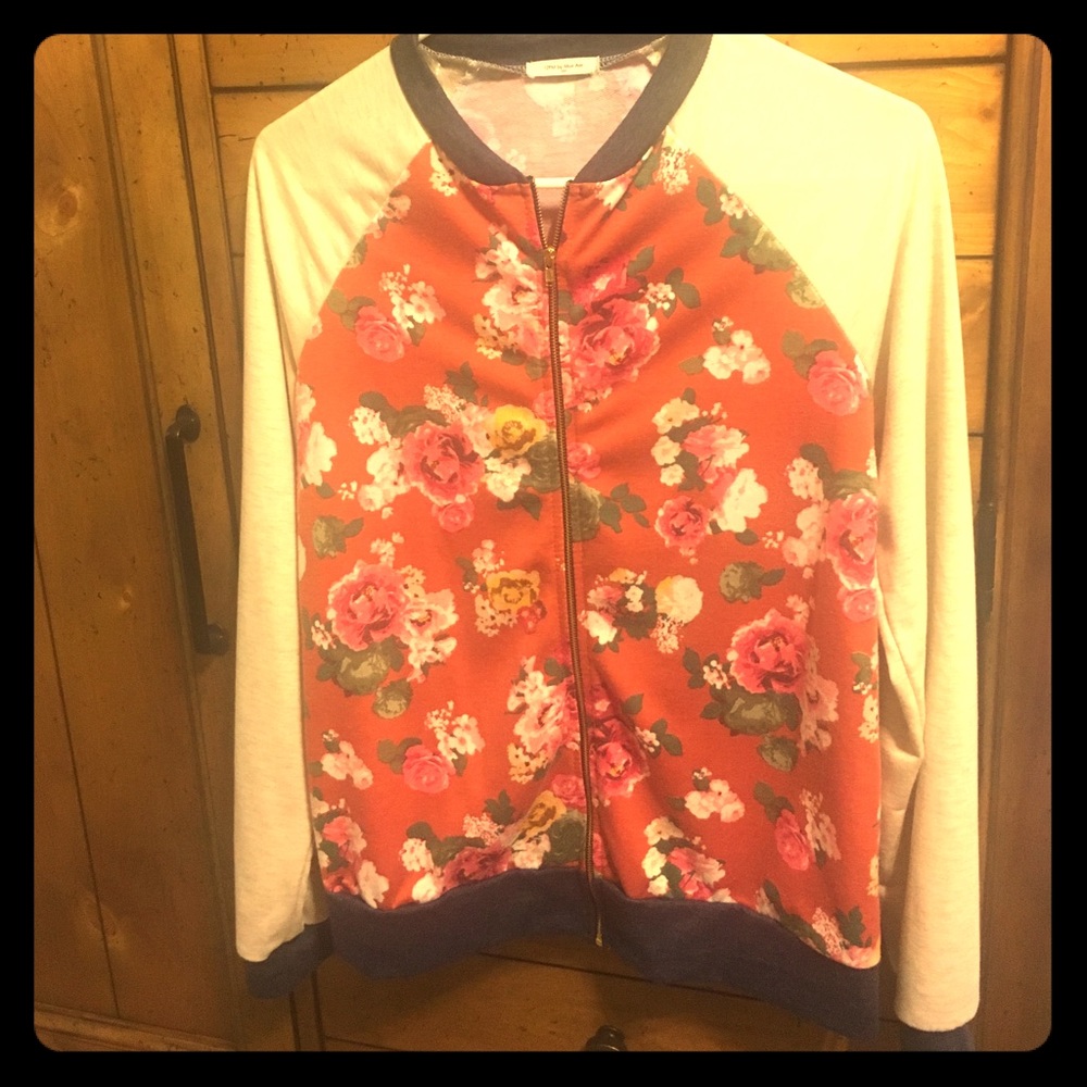 Lightweight floral print bomber jacket