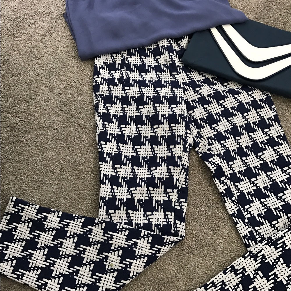 Navy print skinny fit Zara dress pants XS