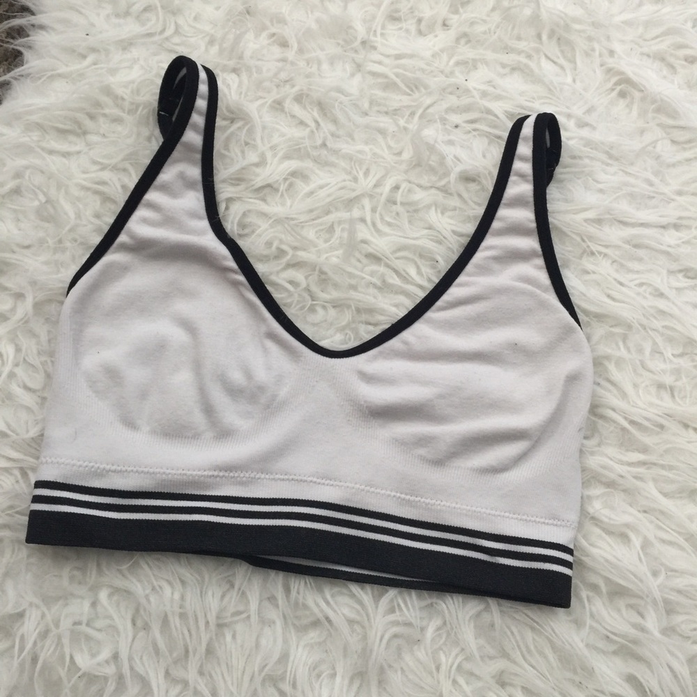 White Black Contrast Sports Bra sz S