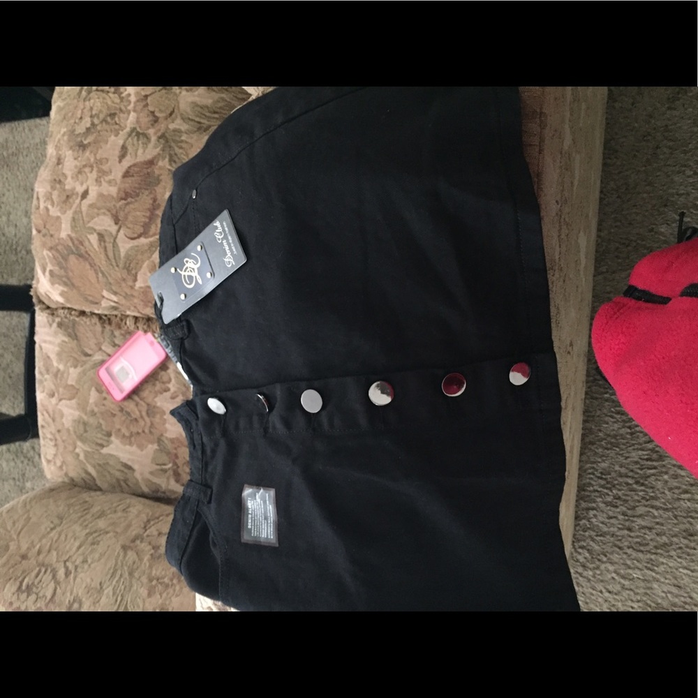 Denim button down black skirt