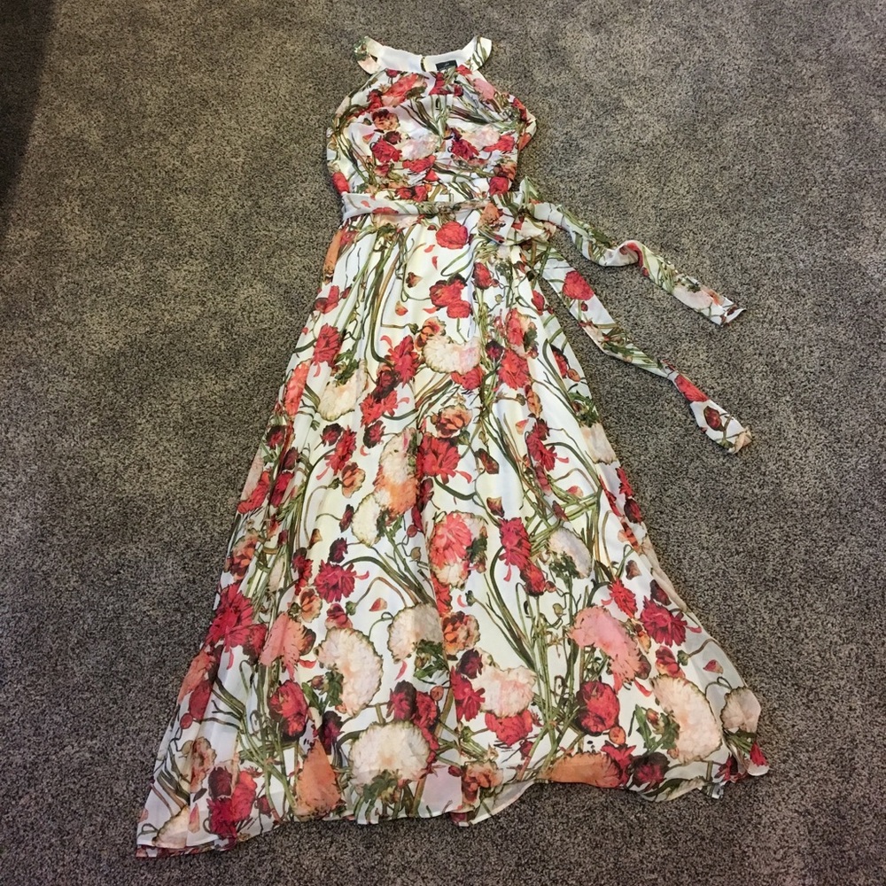 Adrianna Papell Floral Floor Length Dress 14W