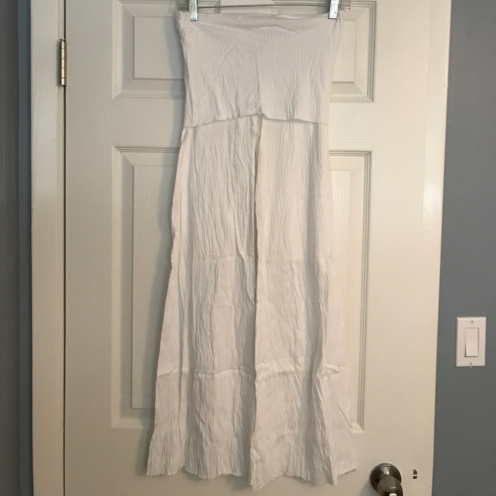 White beach pant with fold over waist