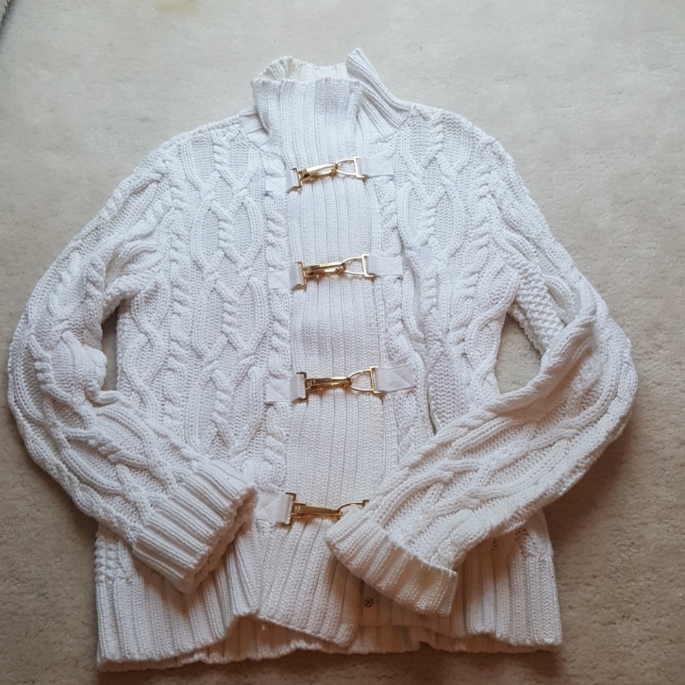 Heavy white ralph laure. cardigan