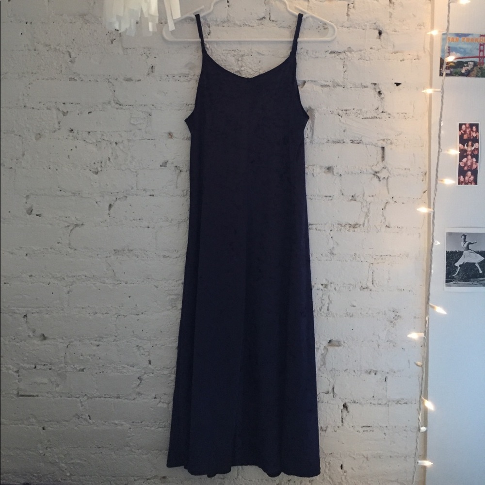 Navy Blue Velour Midi Dress