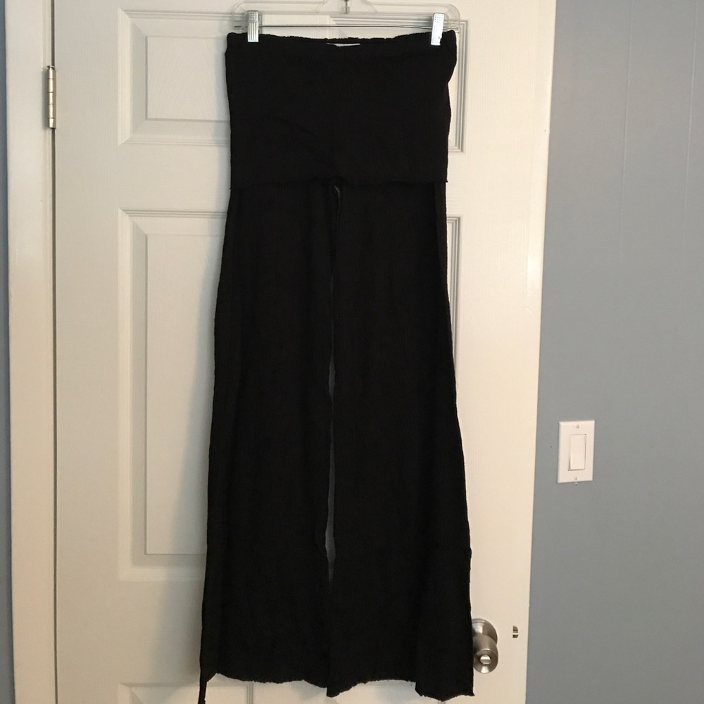 Black beach pant with fold over waist