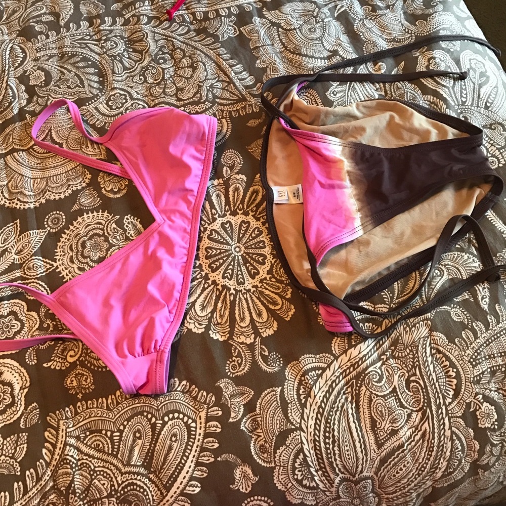New gap bikini xs top small bottom pink brown
