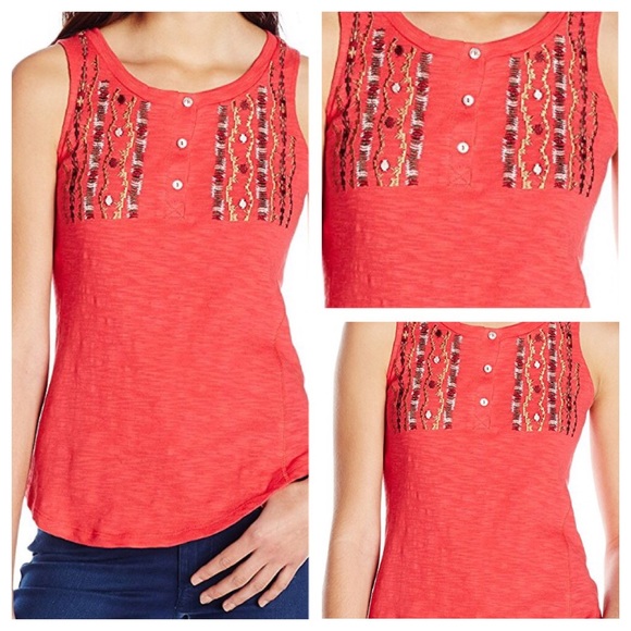 NWT SANCTUARY Embroidered Strawberry Red Top S - Picture 1 of 5
