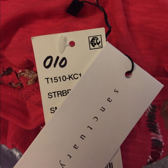 NWT SANCTUARY Embroidered Strawberry Red Top S - Picture 3 of 5