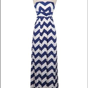 Blue and White Chevron maxi dress