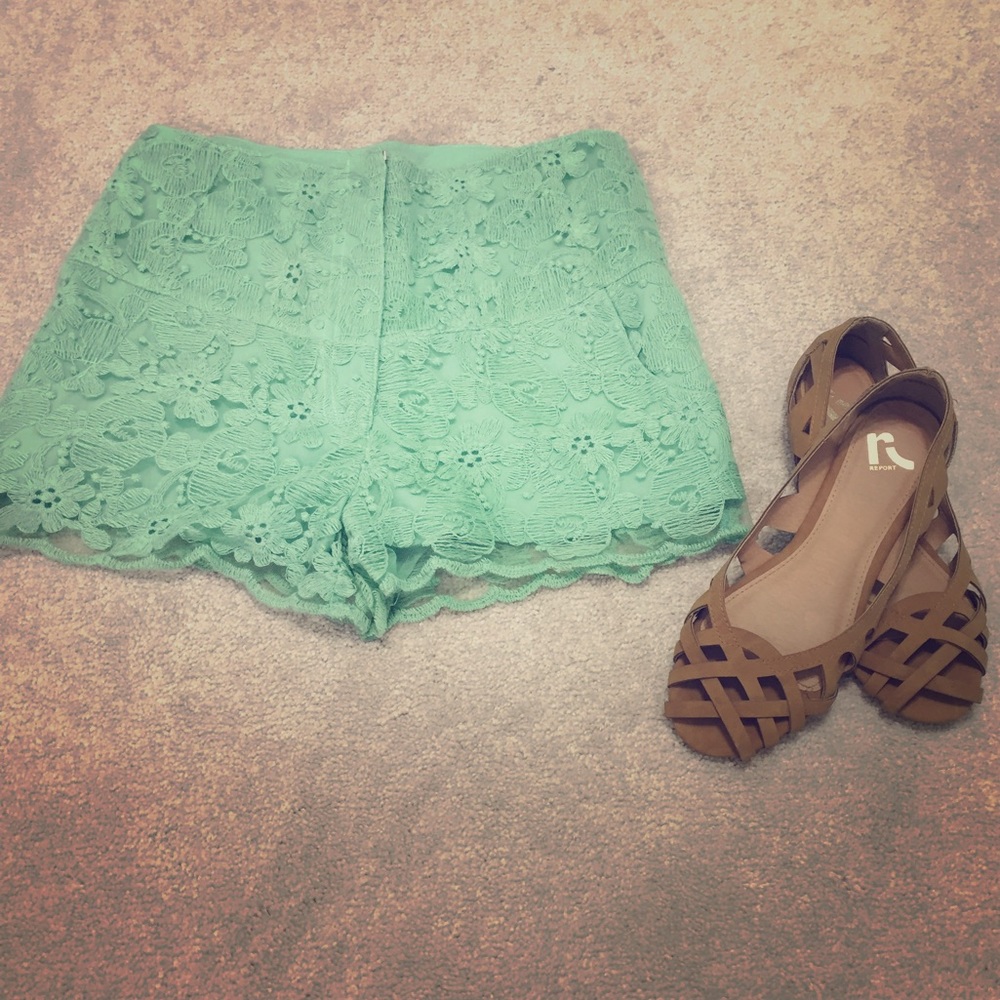 Mint High-Wasted Shorts