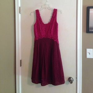 NWT Anthropologie pink/red lace dress size 0