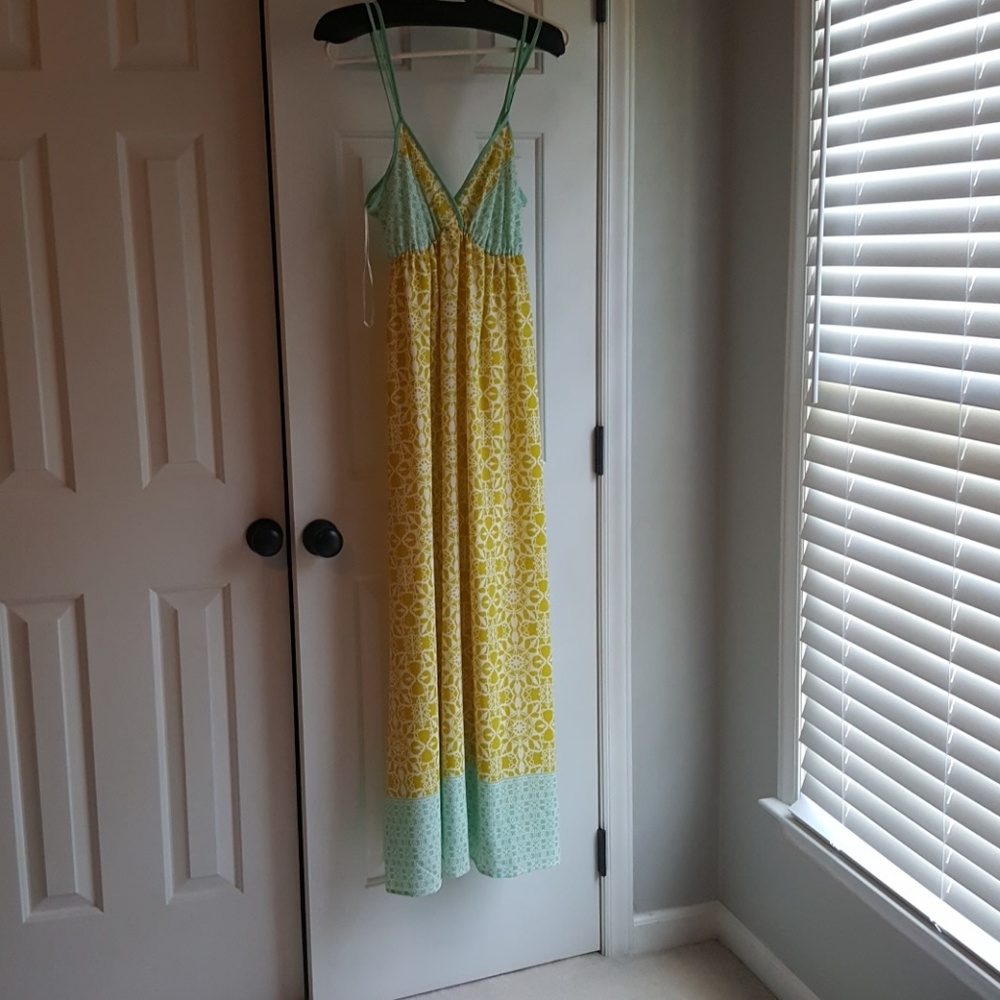 Yellow and blue printed maxi