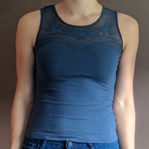 Mesh embroidered tank top