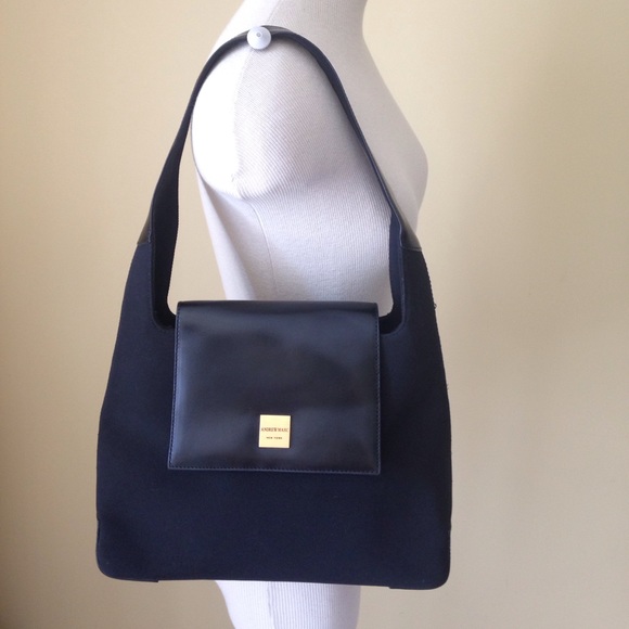 Leather new Andrew Marc leather trim bag - Picture 1 of 7
