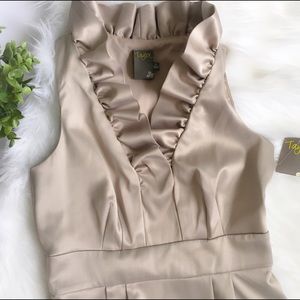 Taylor Taupe Ruffled Collar Dress