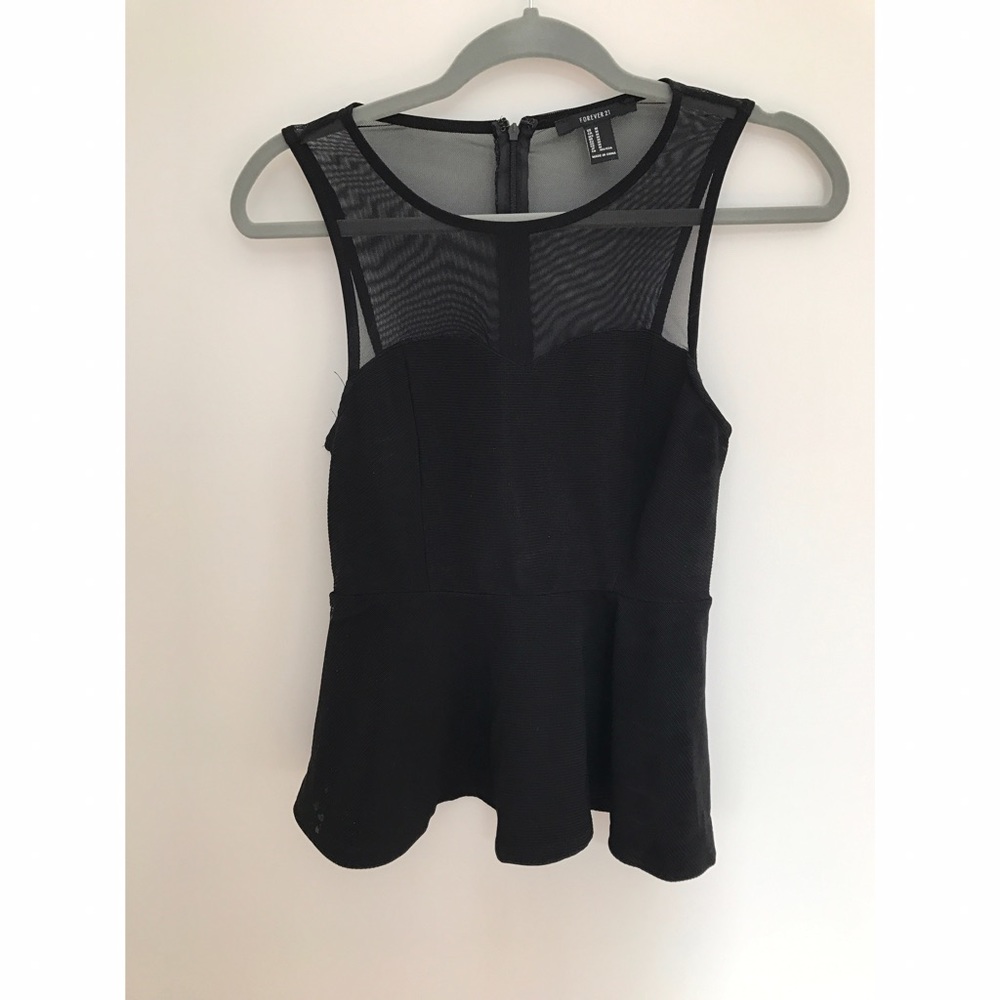 Peplum mesh panel top