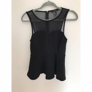 Peplum mesh panel top