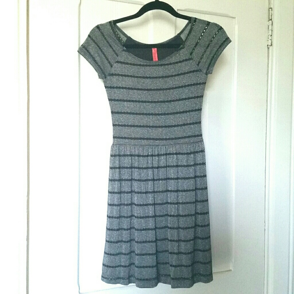 Metallic silver short sleeve dress