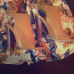 Tan Heeled Peep Toe Booties