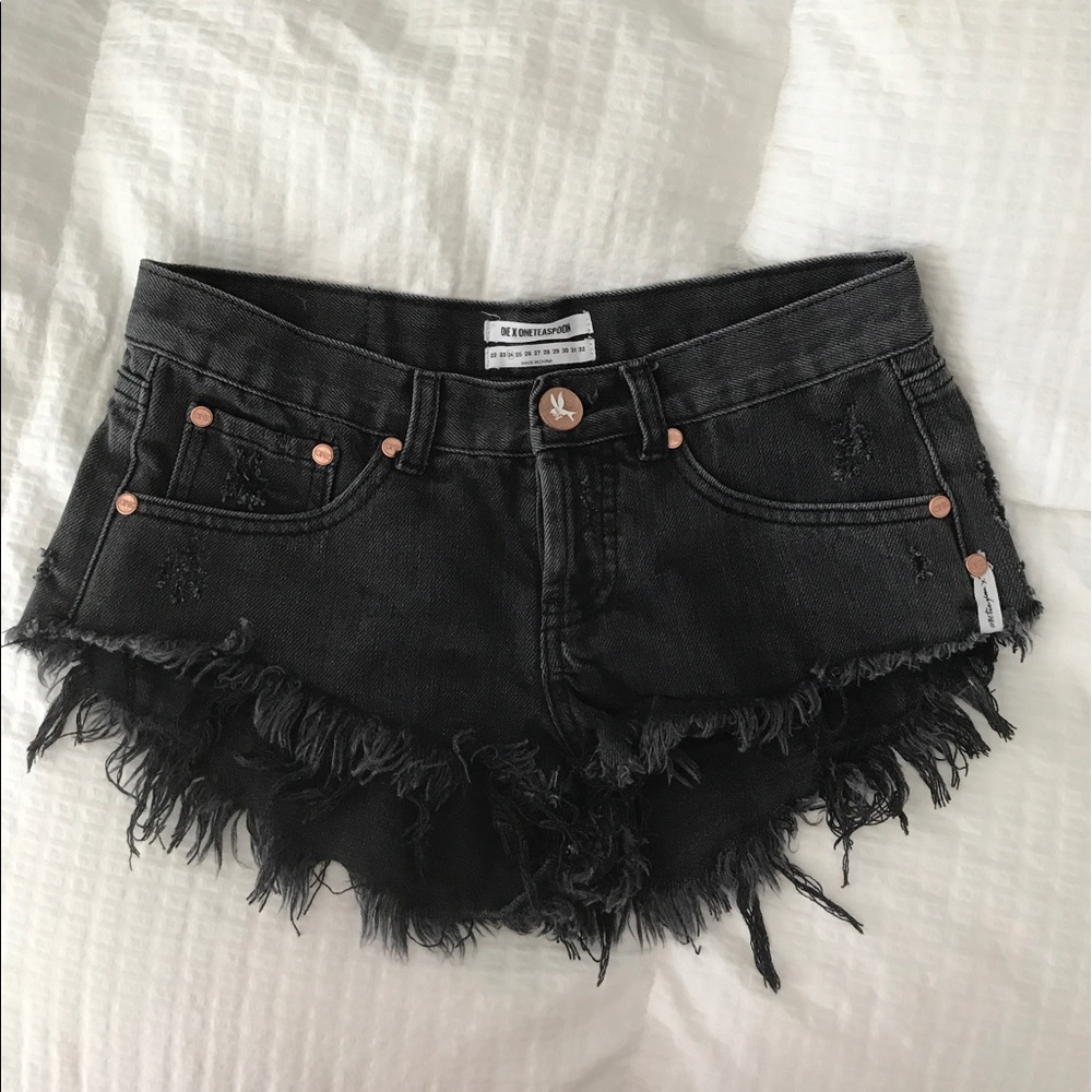 One Teaspoon Black Denim Bonitas Shorts
