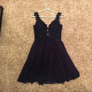 Sherri Hill size 2 navy blue dress